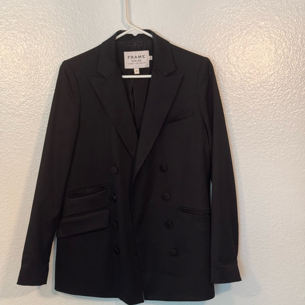 Frame Black Double-Breasted Blazer